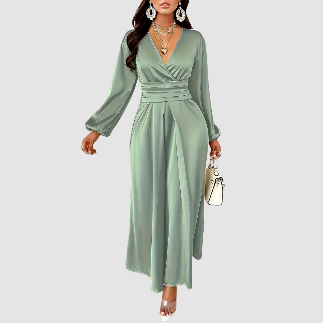 Sophia | Pleated Satin Maxi Dress
