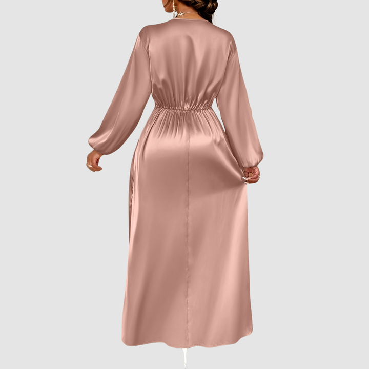 Sophia | Pleated Satin Maxi Dress