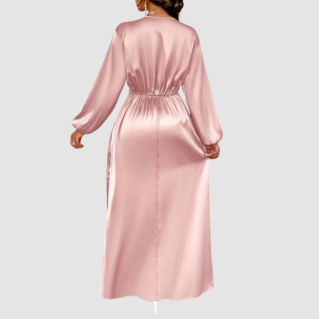 Sophia | Pleated Satin Maxi Dress