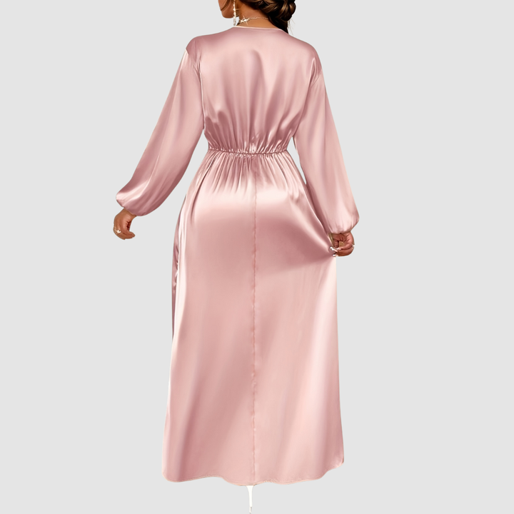 Sophia | Pleated Satin Maxi Dress