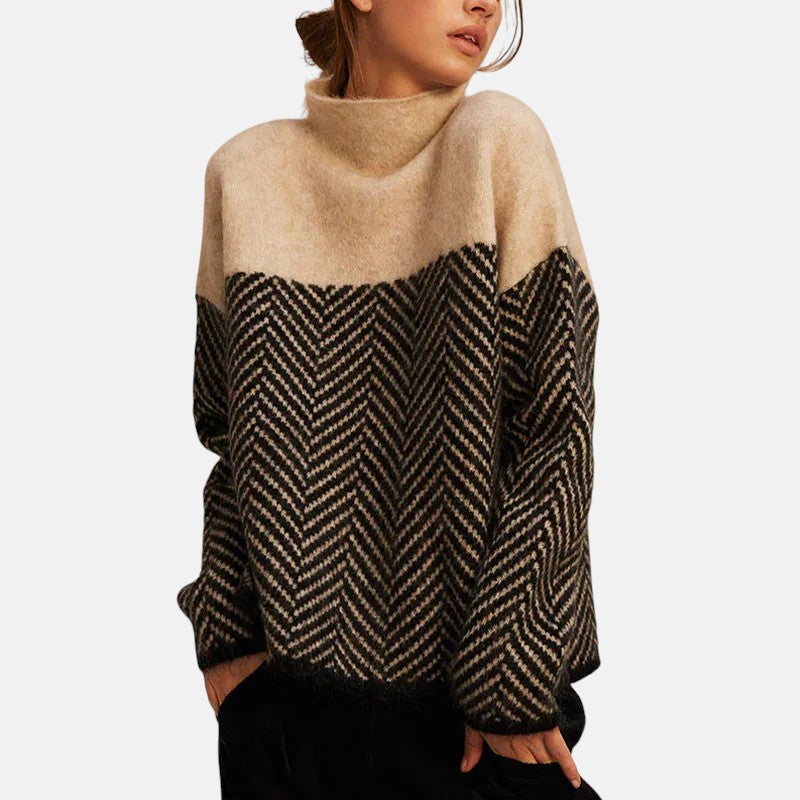 Evaline - Herringbone Knit Sweater