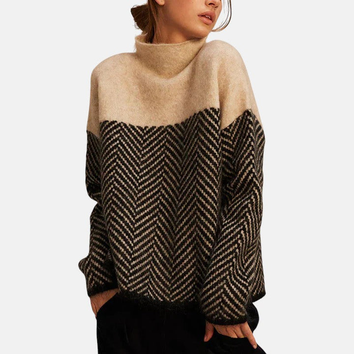 Evaline - Herringbone Knit Sweater