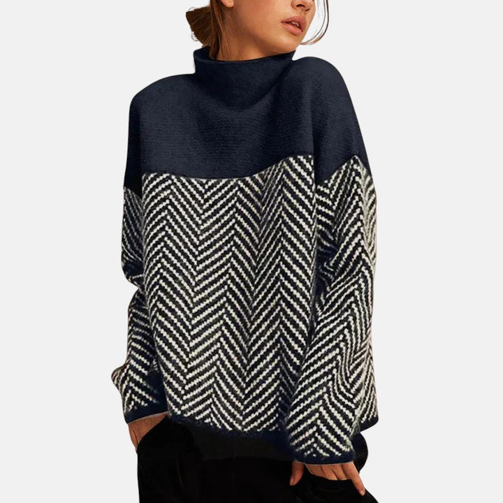 Evaline - Herringbone Knit Sweater