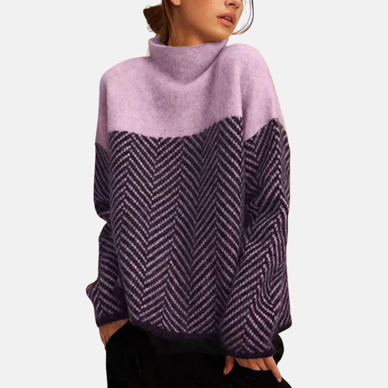 Evaline - Herringbone Knit Sweater