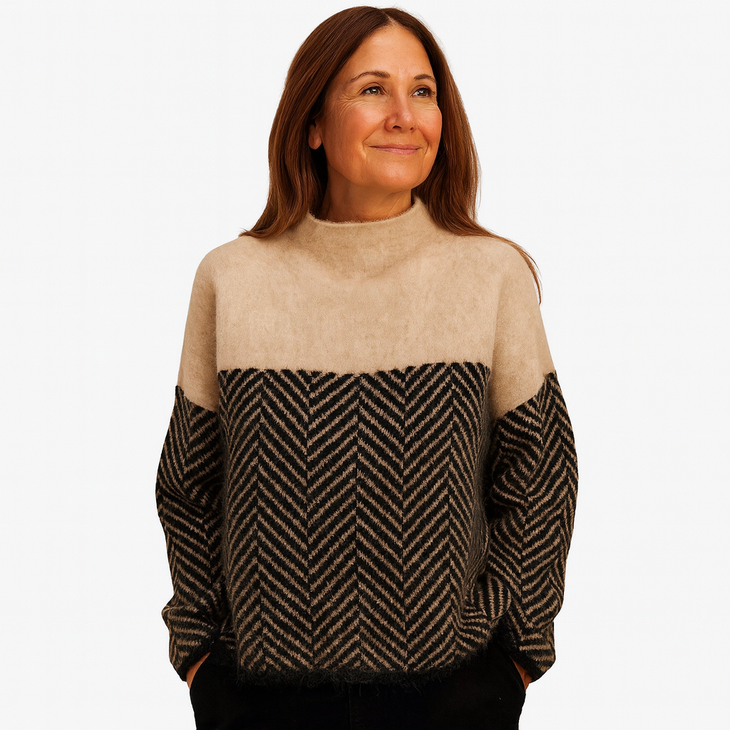 Evaline - Herringbone Knit Sweater