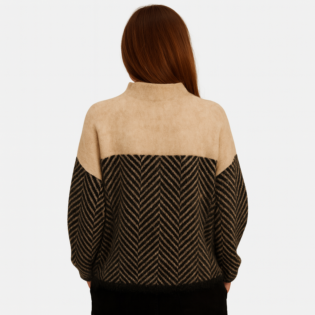 Evaline - Herringbone Knit Sweater