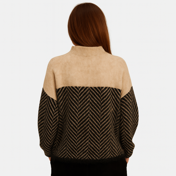 Evaline - Herringbone Knit Sweater